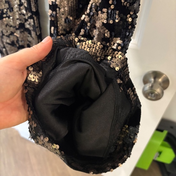 Animari Black and Gold Velvet Sequin Pants - Picture 6 of 9